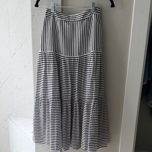 ANTONIO MELANI Black and White Striped Maxi Skirt